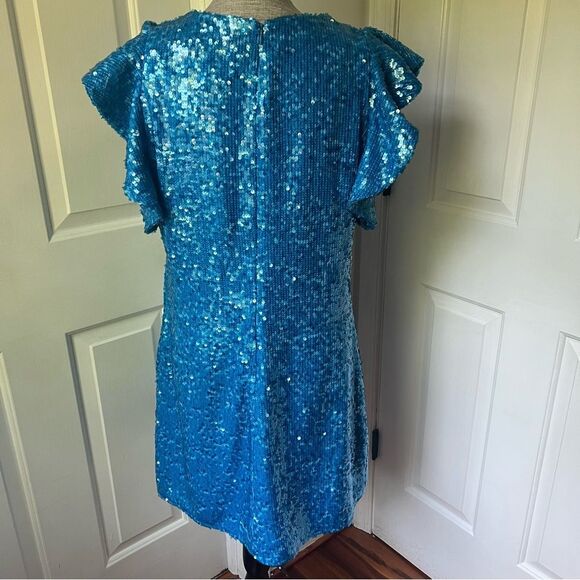 Shoshanna Midnight Sequin Teya Blue Mini Dress Size 12 - Picture 5 of 7